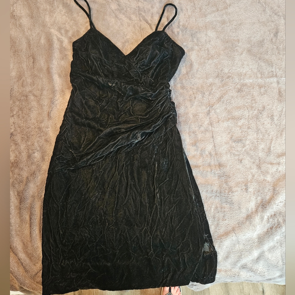 Contempo Casual black crushed velvet dress